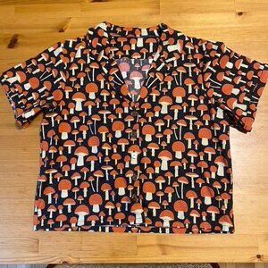 Mushroom patterned collared shirt